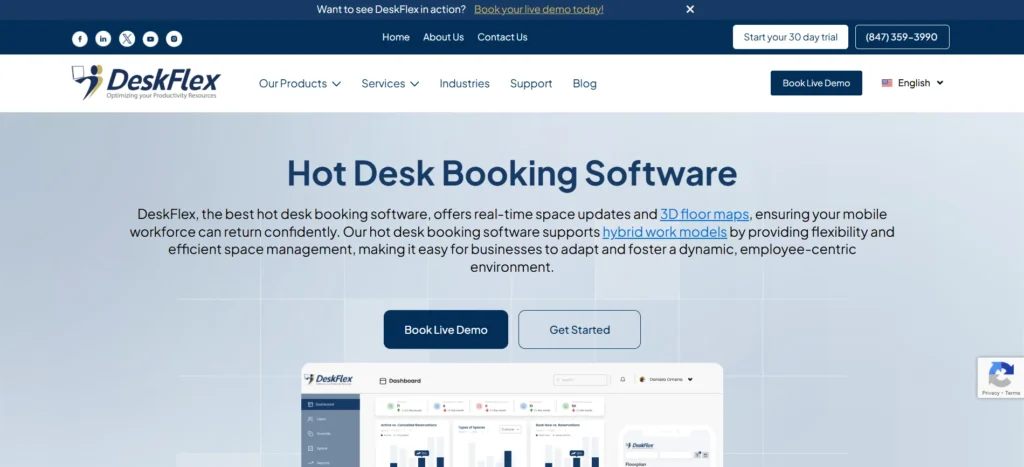 Deskflex desk booking software
