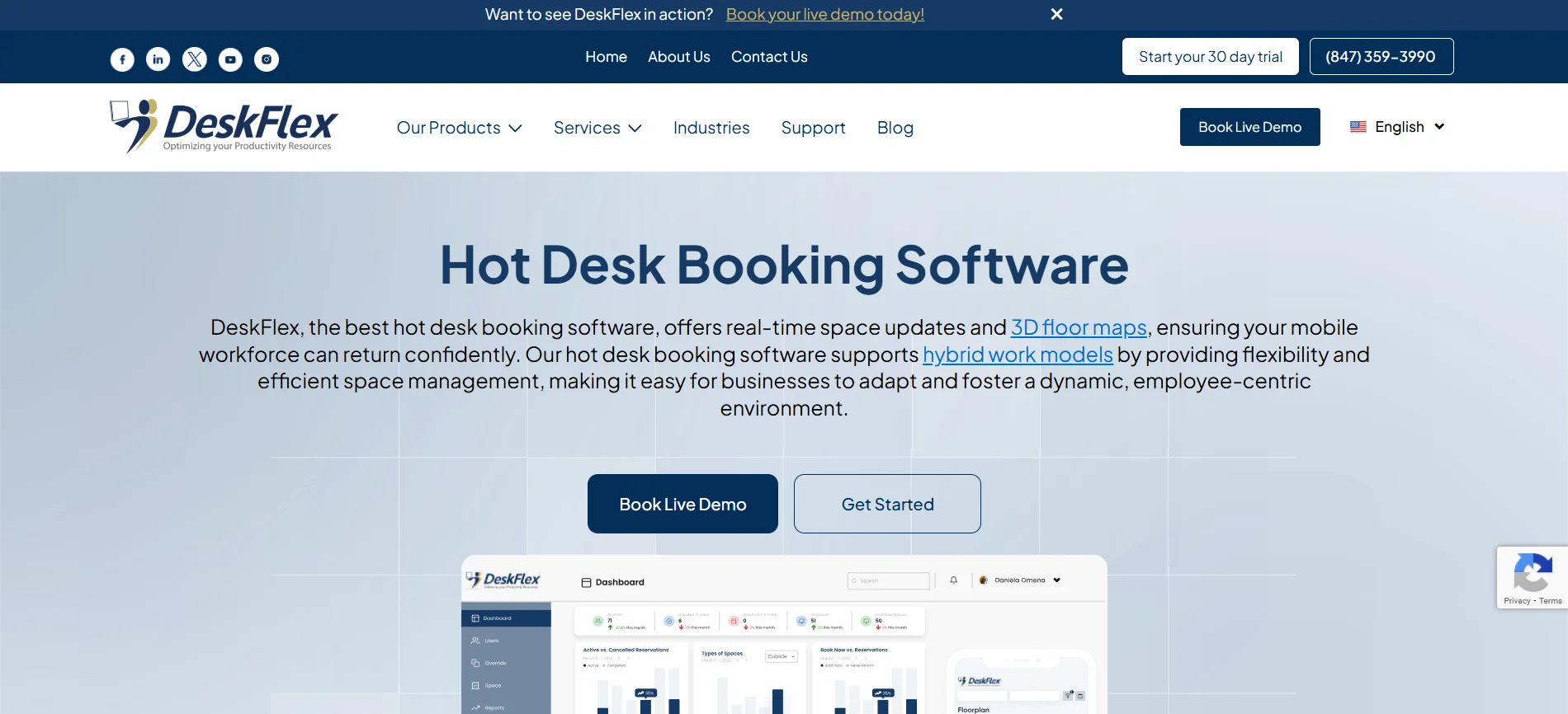 Deskflex desk booking software