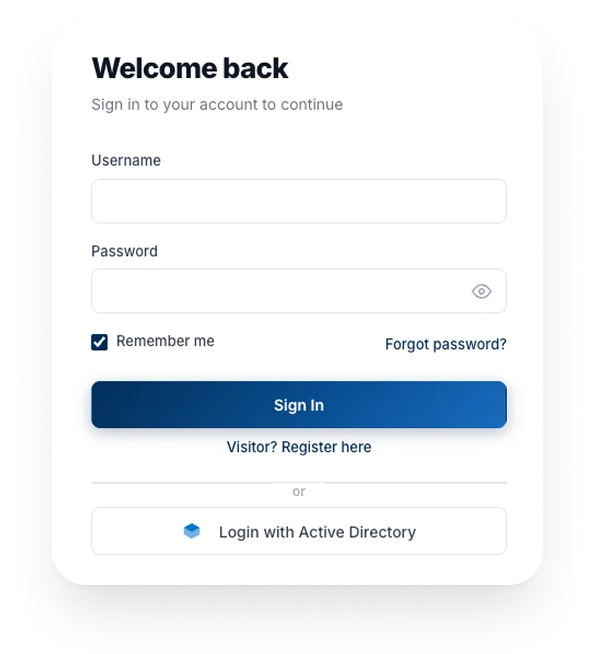 DeskFlex sign-in card with Login with Active Directory