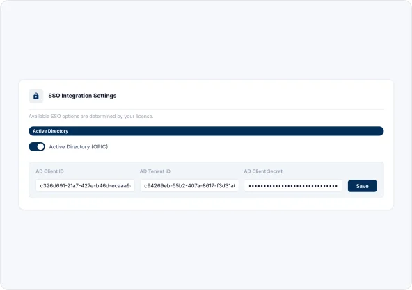 DeskFlex SSO Integration Settings with Active Directory enabled
