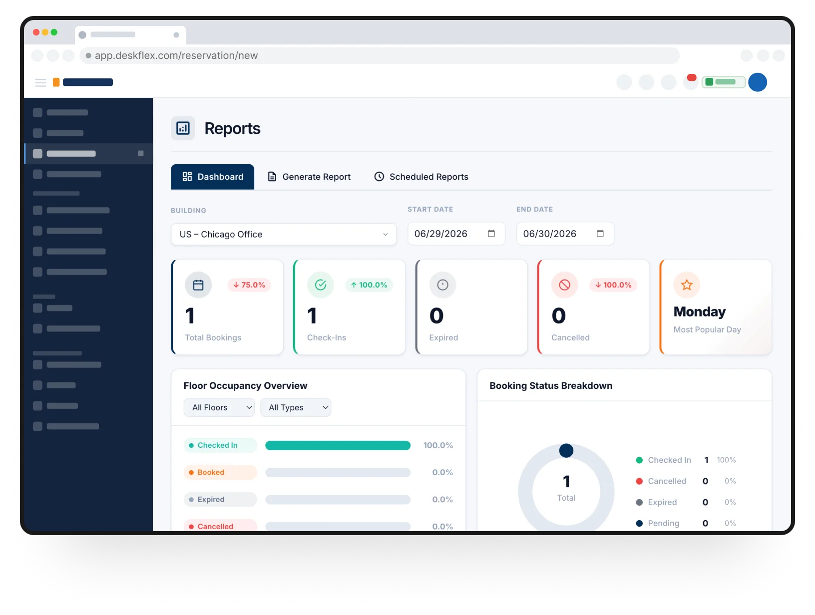 DeskFlex Workplace Analytics view