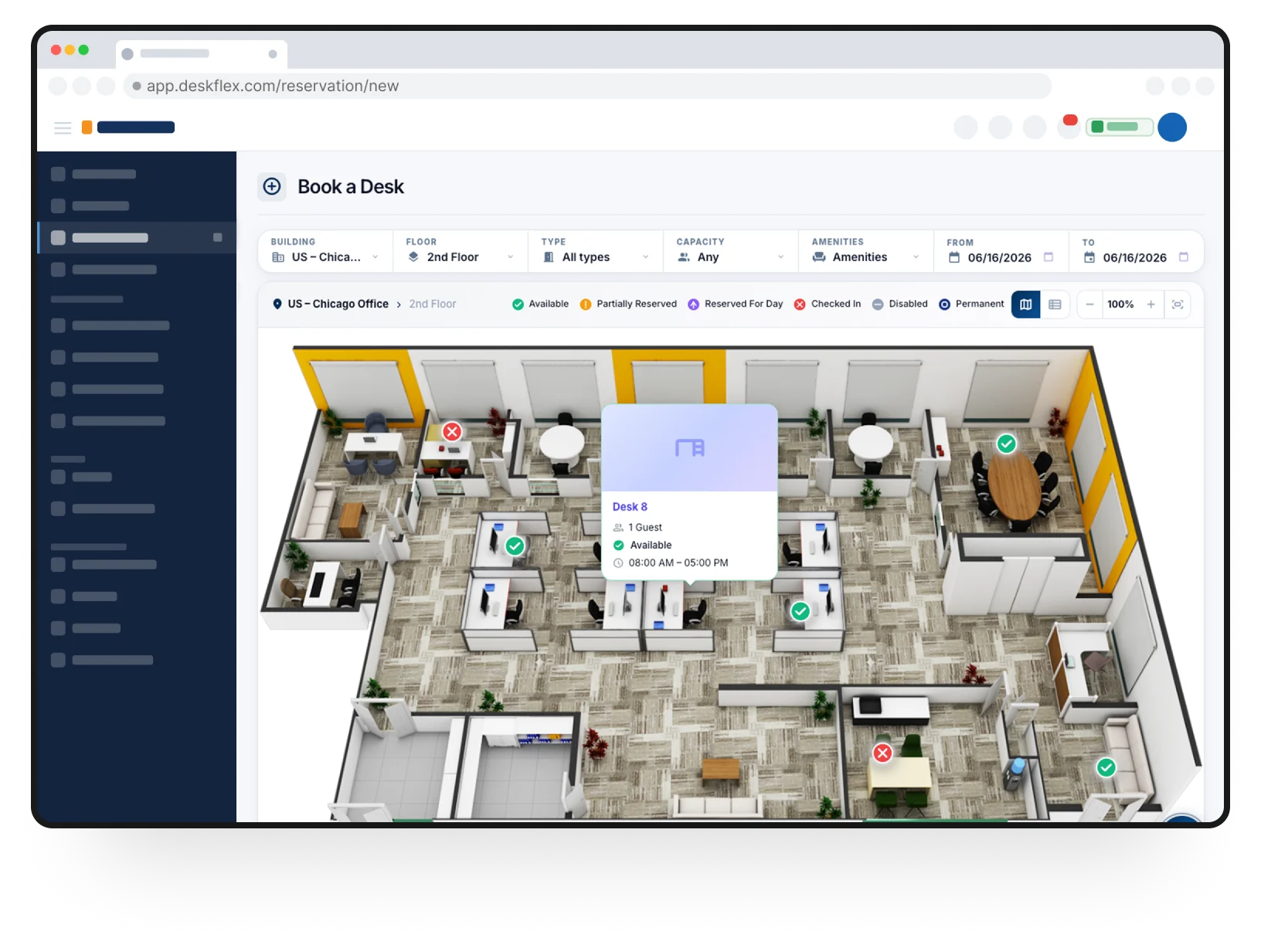 DeskFlex Floor Plans dashboard