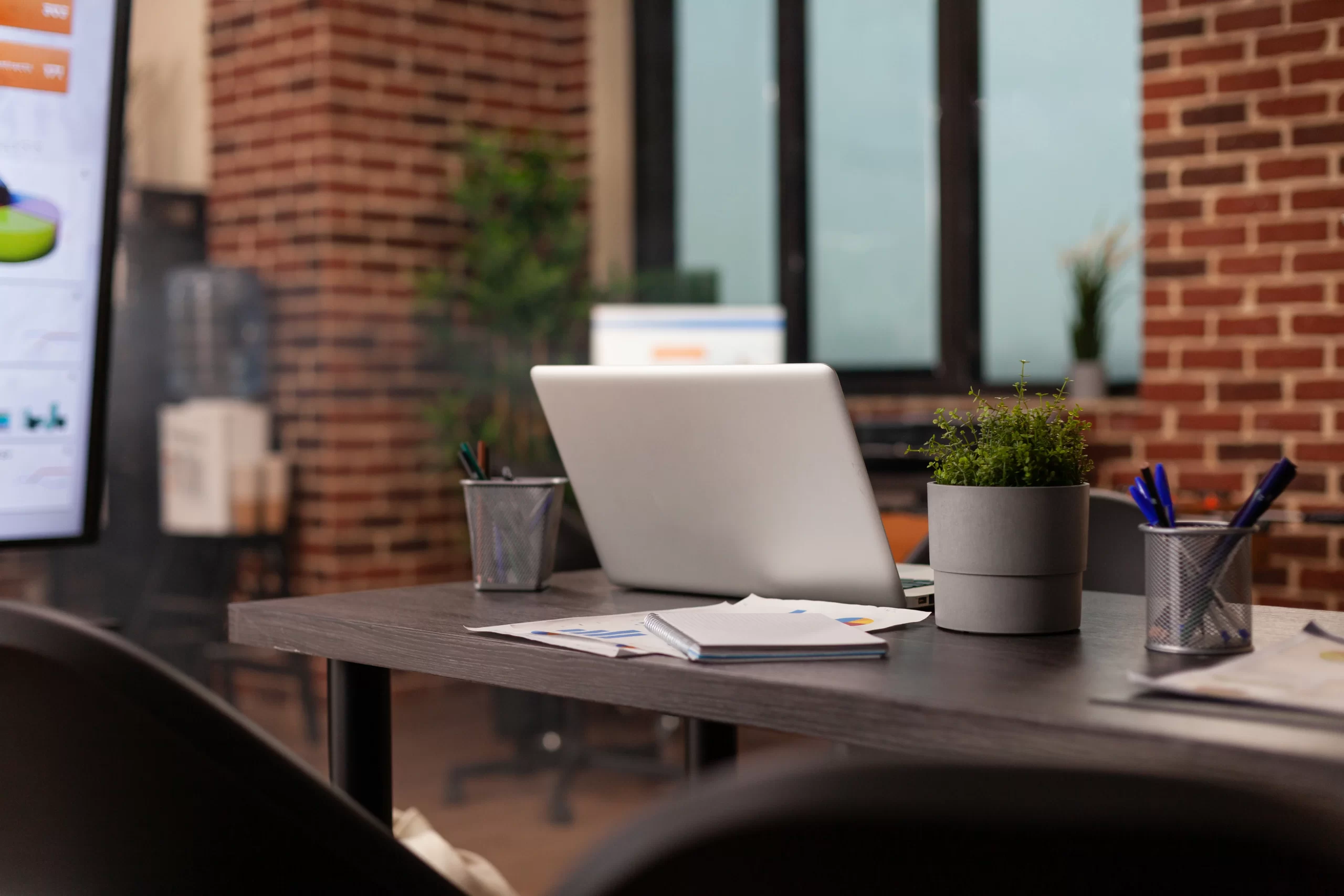 Laptop on office desk