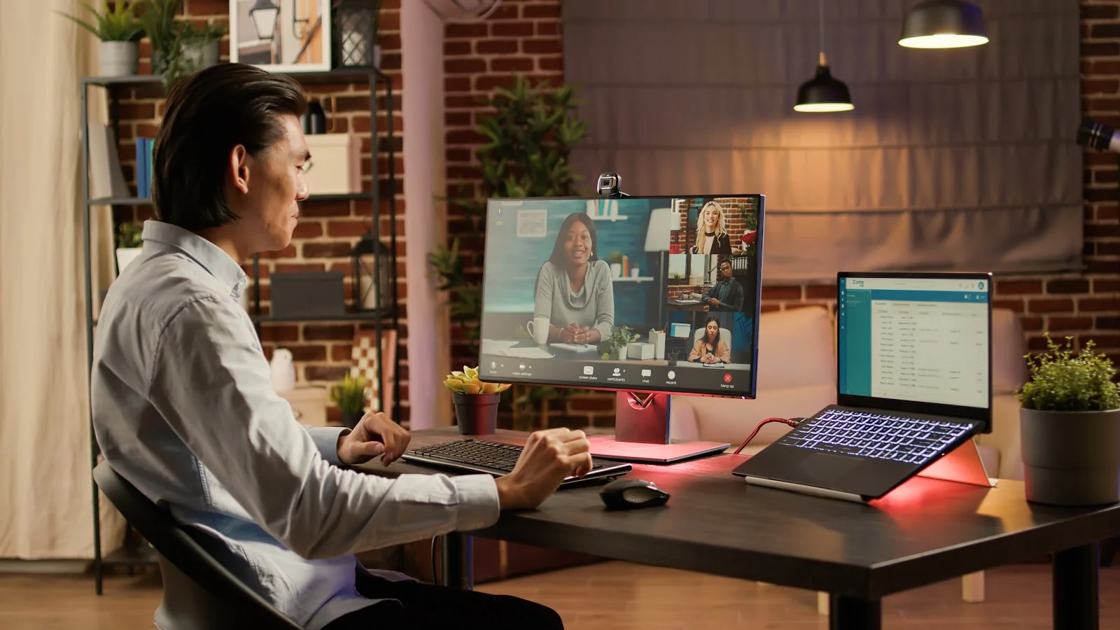 remote worker having a meeting