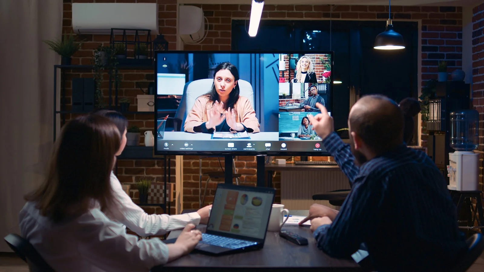 people having a virtual conference