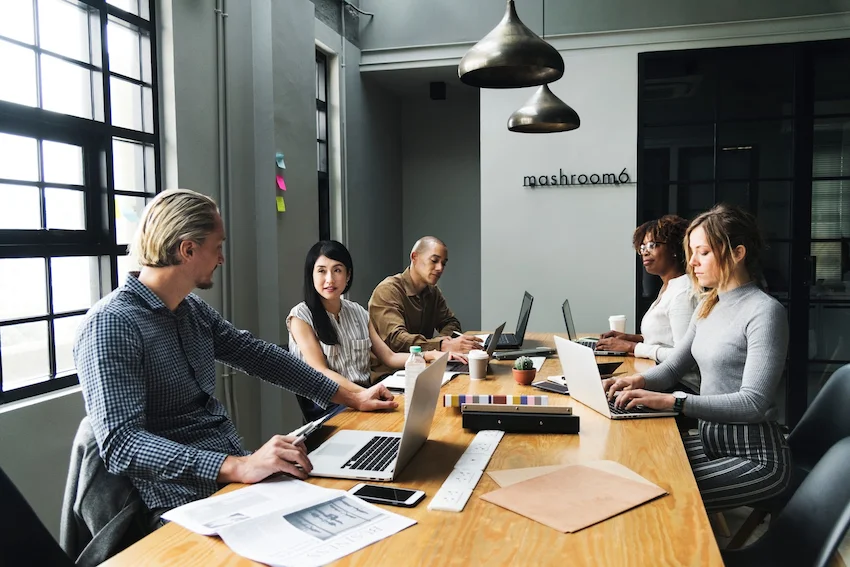 Coworkers sitting in office