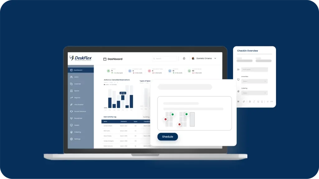 DeskFlex Event Booking Software Dashboard