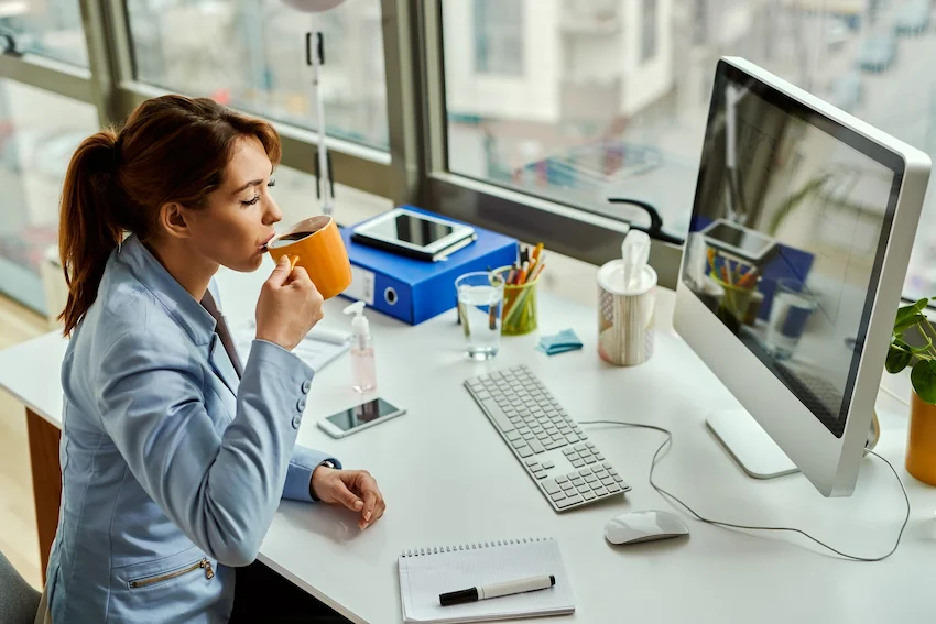 woman working in coworking space
